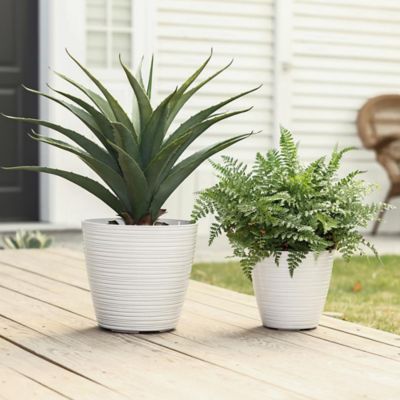 Image showing  2 pc. Tapered Round Plastic Planters Set