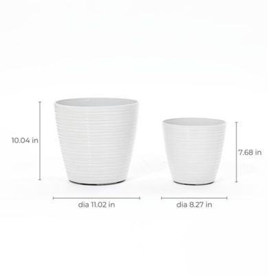 Image showing  2 pc. Tapered Round Plastic Planters Set