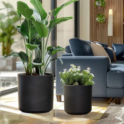 Image showing  2 pc. Round Plastic Planters Set