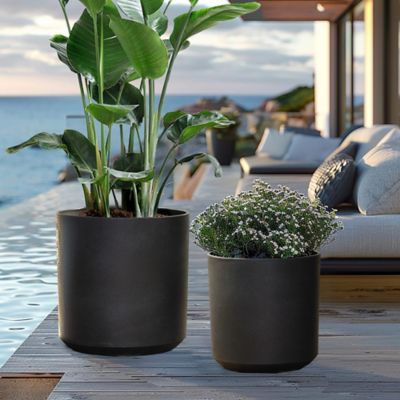 Image showing  2 pc. Round Plastic Planters Set