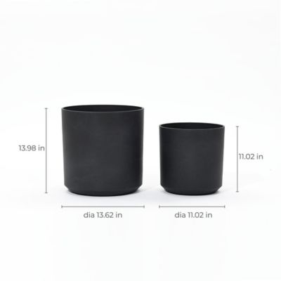 Image showing  2 pc. Round Plastic Planters Set