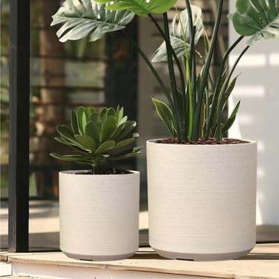 Image showing  2 pc. Round Plastic Planters Set