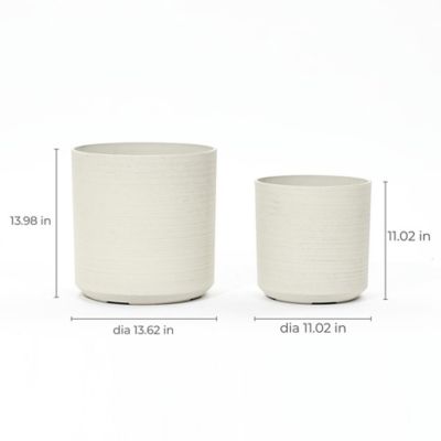 Image showing  2 pc. Round Plastic Planters Set