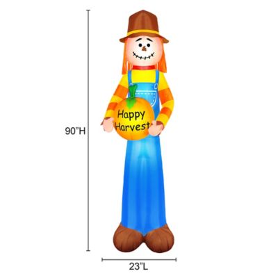 Image showing Inflatable Harvest Scarecrow Holding Pumpkin