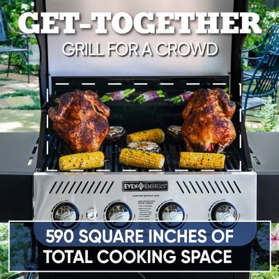 Image showing  4-Burner Propane Gas Grill, Black/Silver