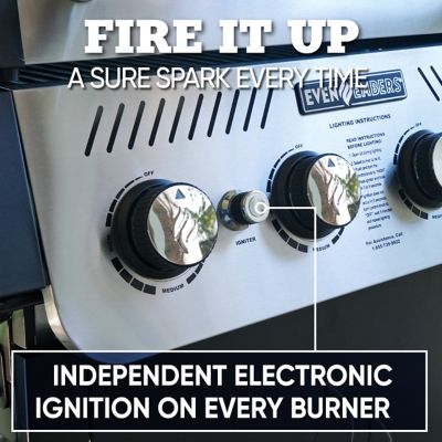 Image showing 5 th Even Embers 4-Burner Propane Gas Grill, Black/Silver