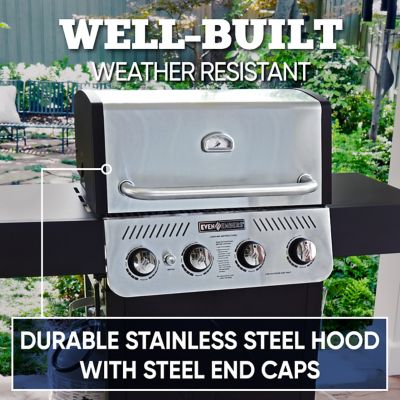 Image showing 6 th Even Embers 4-Burner Propane Gas Grill, Black/Silver