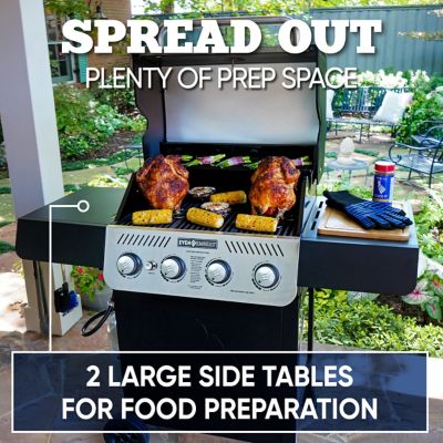 Image showing 7 th Even Embers 4-Burner Propane Gas Grill, Black/Silver