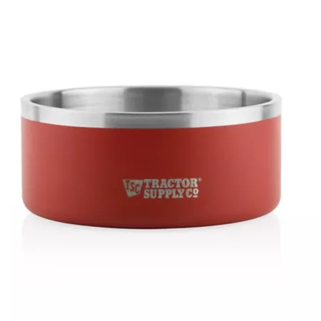 Tractor Supply 64 oz Double Walled Stainless Steel Pet Food Bowl Red Single Dog Bowls