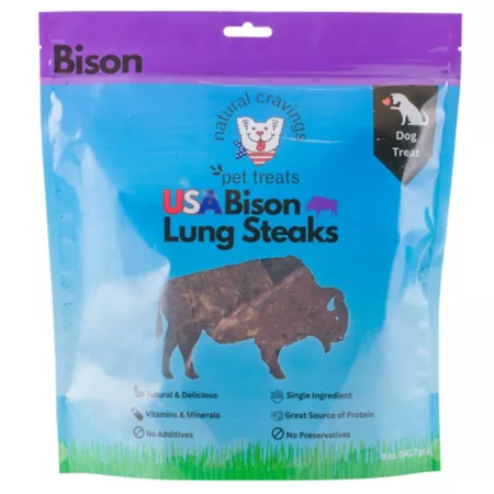 Natural Cravings USA Bison Lung Steaks 5 oz Dog treats Dog Bones Rawhide & Rawhide Alternative