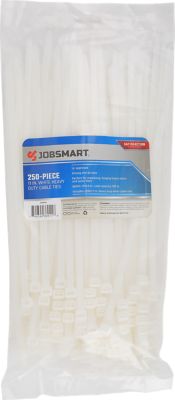 Image showing  11 in. Heavy-Duty Cable Ties, White, 250-Pack