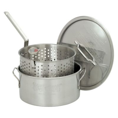 Bayou Classic 10 qt. Stainless Fry Pot with Lid, Basket, & Thermometer