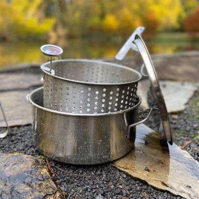 Image showing  10 qt. Stainless Fry Pot with Lid, Basket, & Thermometer