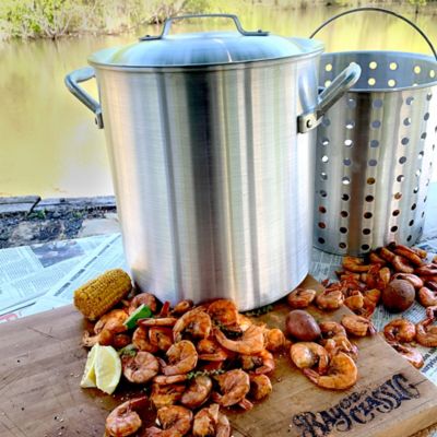 Image showing  Aluminum Shrimp Stockpot with Basket, 25 qt.