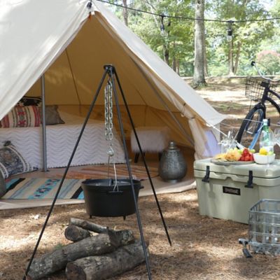 Image showing  8 qt. Cast Iron Camp Dutch Oven with Feet and Stainless Handle