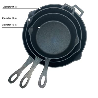 Image showing  3 pc. Cast Iron Skillet Set 10 in., 12 in., 14 in.