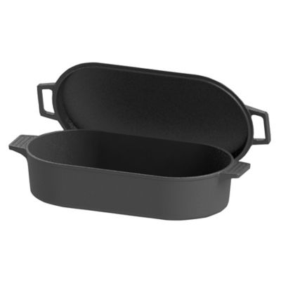 Image showing  Cast Iron Oval Fryer with Griddle Lid, 6 qt.