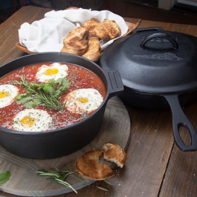 Image showing  3 pc. Cast Iron Set: 3 qt. Skillet, 4 qt. Casserole, Interchangeable Lid