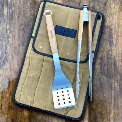 Image showing  3 pc. Stainless Grill Tool Set with Bag, Tongs and Spatula