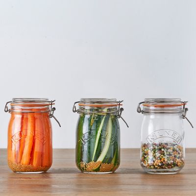 Image showing  Round Clip Top Jars 34 fl oz., Set of 4