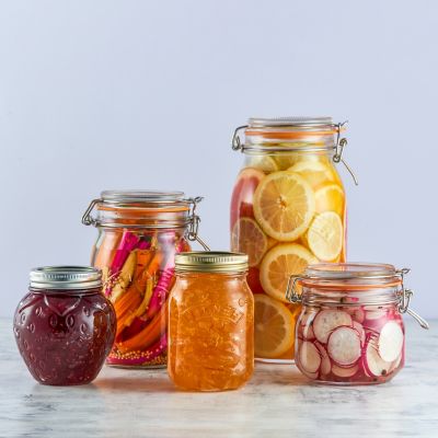 Image showing  Round Clip Top Jars, 68 oz., Set of 3