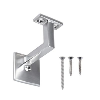 Ascension Square Modern Handrail Bracket, Satin Nickel