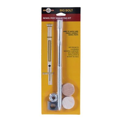 Image showing  Big bolt Newel fastener with Oak and Maple plugs