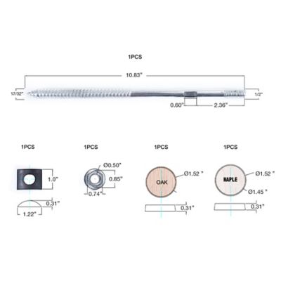 Image showing  Big bolt Newel fastener with Oak and Maple plugs
