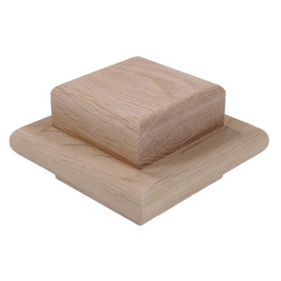 Image showing  White Oak A Style Flat Cap for 3-1/2 in. Square