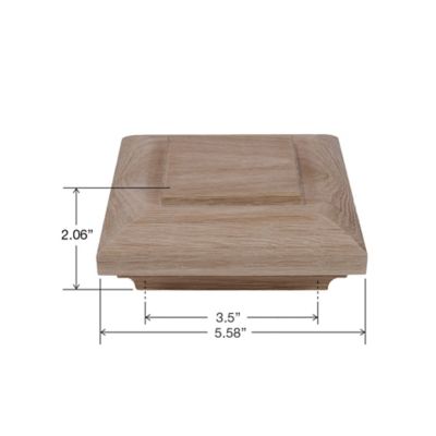 Image showing  White Oak D Style Deco Cap for 3-1/2 in. Square