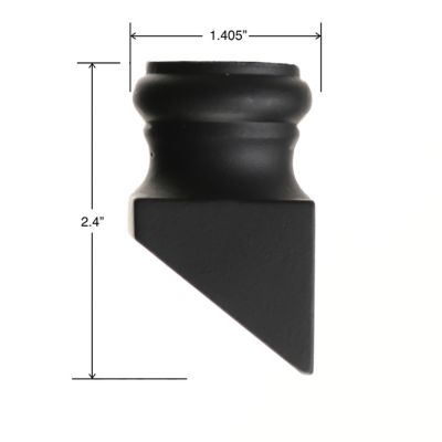 Image showing  16 mm Round Iron Baluster Slant Shoe, 2.375 in. L x 1.375 in. W, Screw Satin Black Aluminum