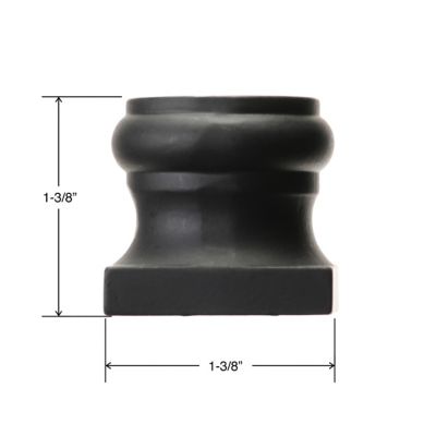 Image showing  16 mm Round Iron Baluster Flat Shoe, 1.375 in. L x 1.375 in. W, Screw Satin Black Aluminum
