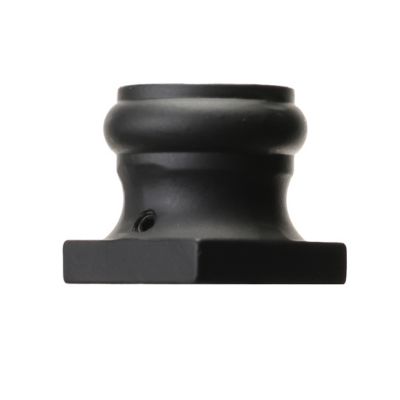 Image showing  16 mm Round Iron Baluster Flat Shoe, 1.375 in. L x 1.375 in. W, Screw Satin Black Aluminum