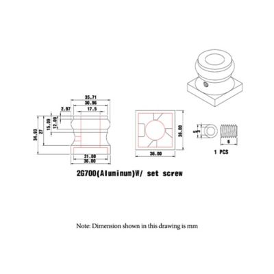 Image showing  16 mm Round Iron Baluster Flat Shoe, 1.375 in. L x 1.375 in. W, Screw Satin Black Aluminum
