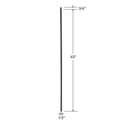 Image showing  12 mm. Round Iron Baluster Plain Satin Black