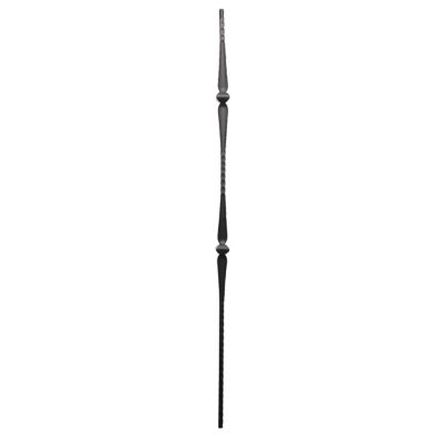 Ascension 1/2 in. Iron Baluster Double Knuckle with Spoons Hammered Face, Satin Black