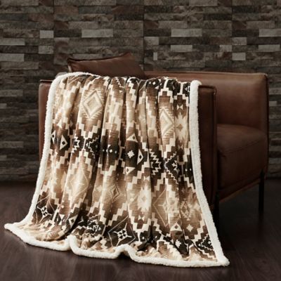 Indigo Hill by HiEnd Accents Chalet Western Aztec Campfire Sherpa Throw, 1PC or 3PC
