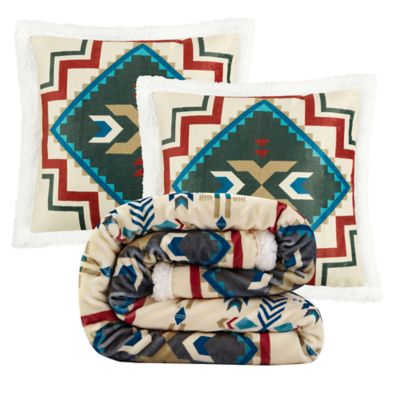 Indigo Hill by HiEnd Accents Spirit Valley Campfire Sherpa Throw, 1PC or 3PC