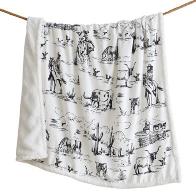 Image showing  Ranch Life Western Toile Campfire Sherpa Throw, 1 pc. or 3 pc.