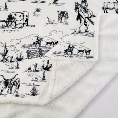 Image showing  Ranch Life Western Toile Campfire Sherpa Throw, 1 pc. or 3 pc.