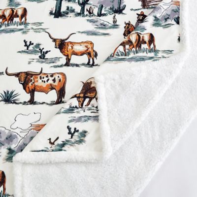 Image showing  Ranch Life Western Toile Campfire Sherpa Throw, 1 pc. or 3 pc.