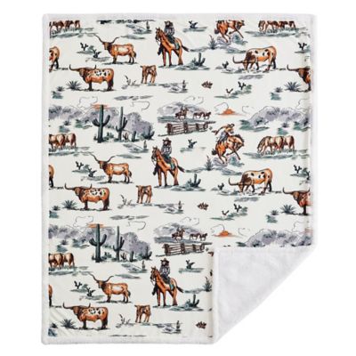 Image showing  Ranch Life Western Toile Campfire Sherpa Throw, 1 pc. or 3 pc.