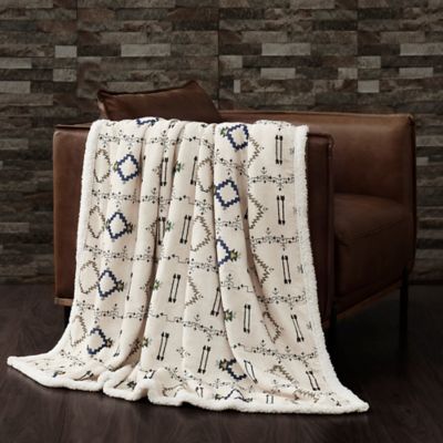 Indigo Hill by HiEnd Accents Arrow Campfire Sherpa Throw, 1PC or 3PC