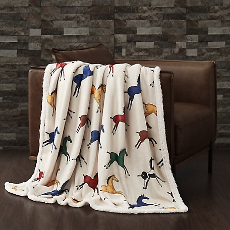 Indigo Hill by HiEnd Accents Wild Horses Campfire Sherpa Throw