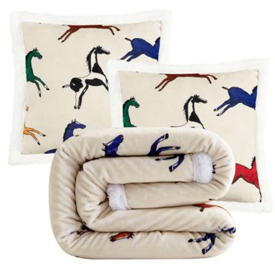 Indigo Hill by HiEnd Accents Wild Horses Campfire Sherpa Throw, 1 pc. or 3 pc.