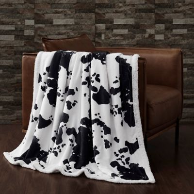 Indigo Hill by HiEnd Accents Elsa Cowhide Campfire Sherpa Throw