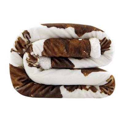 Image showing  Elsa Cowhide Campfire Sherpa Throw, 1 pc. or 3 pc.