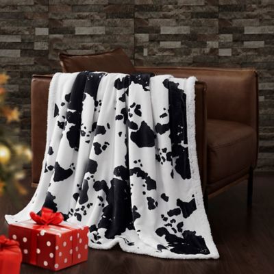Image showing  Elsa Cowhide Campfire Sherpa Throw, 1 pc. or 3 pc.