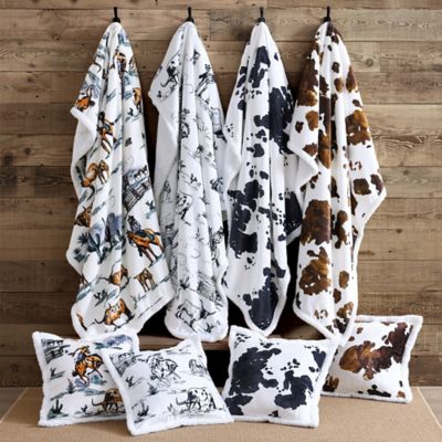 Image showing  Elsa Cowhide Campfire Sherpa Throw, 1 pc. or 3 pc.