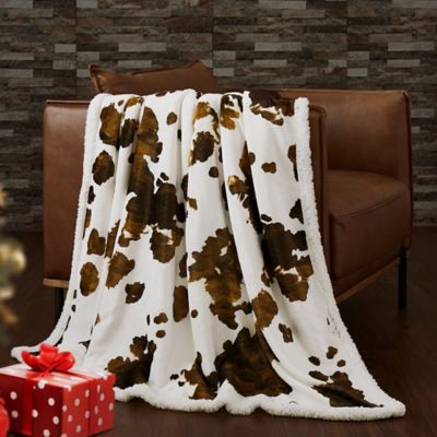 Image showing  Elsa Cowhide Campfire Sherpa Throw, 1 pc. or 3 pc.